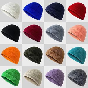 16 Winter Knitted Hat Warm Outdoor Sport Cold Protection Running Beanie Cap Elastic Thermal Cycling Skull Roll-up Cuffed Cap