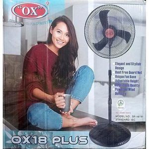 Ox PLUS StormAir 18-Inch Standing Fan – High Velocity Cooling, Low Noise Electric Fan