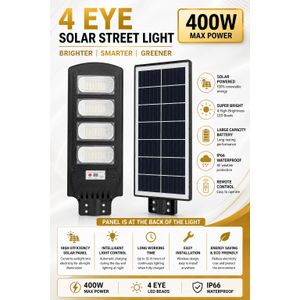 Led 400watts Solar Street Light With Free Pole 4 Eye Solar Street Light