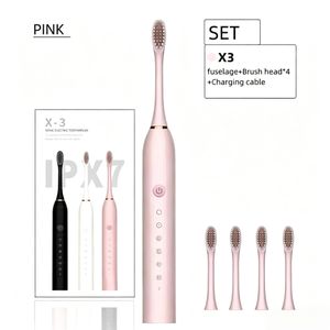 Electric Toothbrush Set 4 Brush Heads- Pink