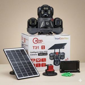 T31 Intelligent Solar 4G LTE PTZ Security Camera - Triple Lens, 9MP Ultra HD, Color Night Vision