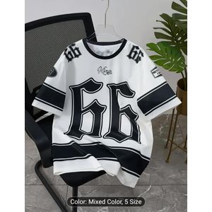 Berrykey Men's Graphic T-Shirt - White Tee with Bold Black '66' Numerals