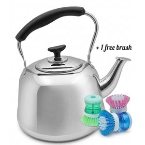 Genetic Premium Stainless Steel Whistling Kettle - Heavy Duty Tea & Water Boiler + 1 FREE Cleaning Brush - 3L