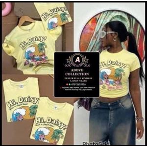 Women's Graphic Print Short Sleeve T-Shirt – Yellow "Hi, Daisy!" Graphic Tee