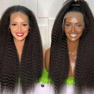 Kinky-straight-Yaki-Hair-Wig 24 Inches T-Frontal