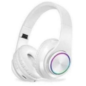 B39 Wireless Bluetooth Headphone - RGB Light, Foldable, 10H Battery, FM Radio, SD Card - White