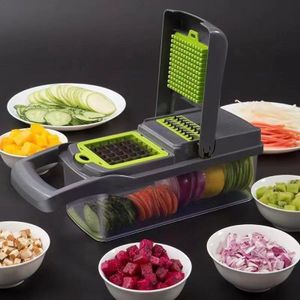 Kitchenmuh Vegetable Chopper, 15 in 1 Multifunctional Mandoline Slicer with  Container –