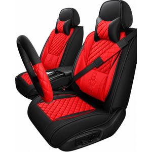 Premium Universal 5 seater Red and black crown seat cover