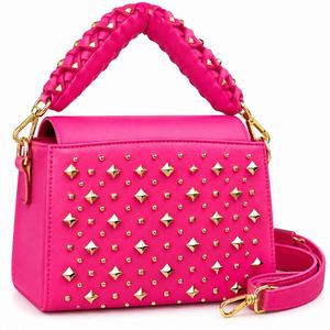 Glamorous Hot Pink Studded Shoulder Handbag