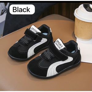 Kids black Sports Sneakers – Lightweight Casual Shoes for Boys & Girls with Velcro Strap (sizes 21-30)