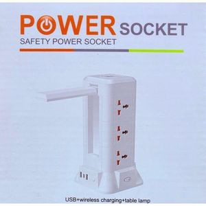 Heavy Duty Surge Protector Socket Extension + wireless charging top + folding lamp + 2 usb & PD TypeC output