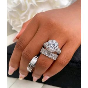 EverGlow Silver Wedding Ring Set -Silver (Non Fading)