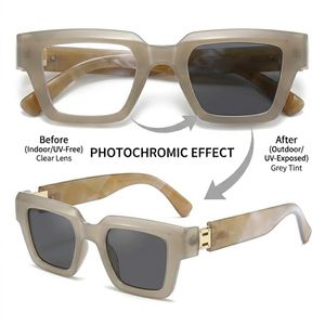 ONIBENZ PREMIUM Solid Marble Photochromic Anti-Blue Ray Computer Reading Glasses – Oversized Brown Frame
