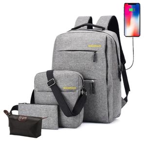Bro Toumi 3 In 1 Multi Functional School Backpack With USB Slot - Grey