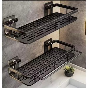 Clo Large Capacity Wall-Mounted Shower Caddy, No Drill Installation, Space-Saving Floating Shelf for Bathroom And Kitchen, Plastic Organizer for Toiletries, Cosmetics And Additions, Shower Caddies