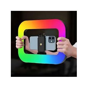 YM200 Rechargeable Handheld RGB Camera Ring Light & Stabilizer Kit – 20W LED Fill Light (2500K-8500K) for Live Streaming, Video Recording & Selfies