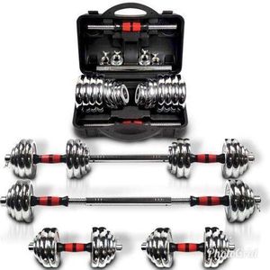 30KG Adjustable Chrome Dumbbells Set + 30CM Barbell Connector+ Case of 15kg On Each Hand