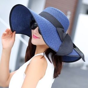 Fashion Summer Wide Brim Straw Hats Big Sun Hats For Women UV Protection  Panama Floppy Beach Hats Ladies Bow Hat Chapeau Femme