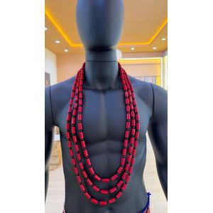 Clo 3pcs men traditional bead set Red and black