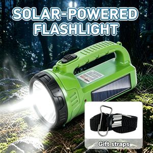 Solar Rechargeable Searchlight LED Handheld Flashlight USB Charging Waterproof Portable Lamp for Camping Fishing Home Emergency