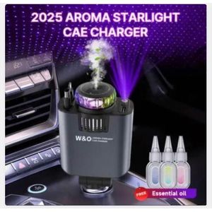5in1 Aroma Diffuser Car Roof Starlight Fast Car Charger Adapter 3ft Retractable Cable 66W USB A & USB C Compatible With All Phones, IPad And Gadget