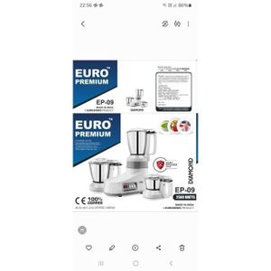 Euro premium blender and grinder 100% copper coil 3 cups and 2500w