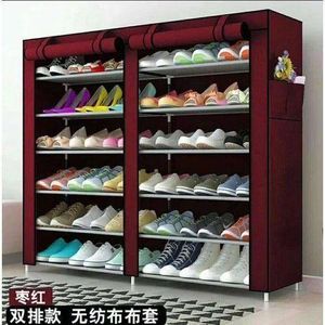 Stainless Shoe Rack With Fabric Cover  Steps Layers.