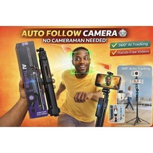AI 360° auto Smart face Tracking Tripod Selfie Stick Perfect For Online Vendors, TikTok & Instagram Videos