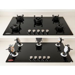 Kima X 90cm 5 LIFTABLE BURNERS BUILT-IN TEMPERED GLASS COOKERTOP FLIPUP HOB