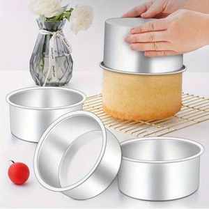 Clo 3pcs 10.16 cm round cake mold for baking, fixed base aluminum alloy layer cake tin tray, mini cake baking set, perfect for birthday wedding Christmas, festive Mother's Day, healthy and sturdy, dishwasher safe