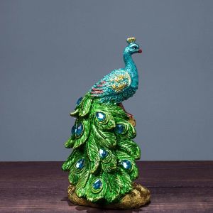 Small Peacock Resin Crafts Store Wedding Birthday Gift Figurine Home Art  Decor