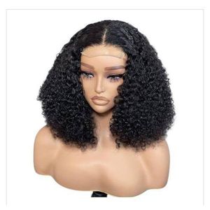 Super soft curly hair wig with T frontal natural color 14 inches