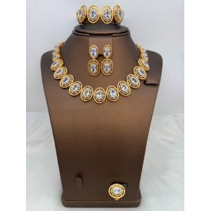 Zirconia Studded Exotic Ladies Super Bling Diamond Iced Out Complete 4 In 1  Quality Jewelry Set