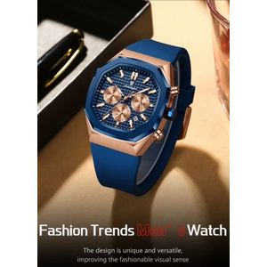 POEDAGAR Original quality and classy Men’s working chronological navy blue rubber strap wristwatch 