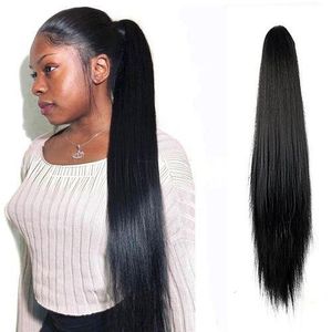 Fashion Collection SXCHEN Women's Clip-On Black Ponytail With Long Straight Natural Hair