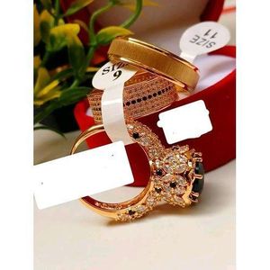 Royal Crown Gold Wedding Ring Set (Non Fading)-