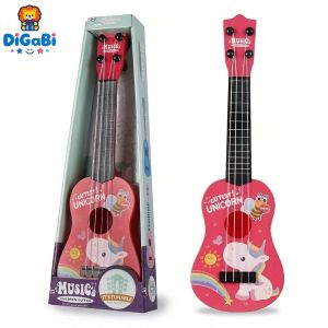 Digabi Mini Playable Ukulele Toy Guitar, Educational Musical Instrument for Boys and Girls, Puzzle Fun Party Birthday Christmas Halloween Gift (pink)