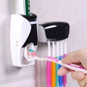 Toothbrush holder and toothpaste dispenser 