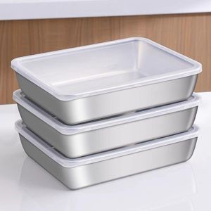 3pcs Stainless Food  Storage Containers- Freezer Bowls & Organizer Plates 