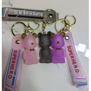 Silicone Bear-Shaped Double Keychain Pendants 