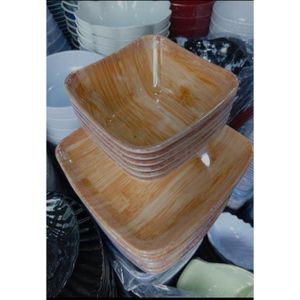 Big 12 Pieces Wooden Unbreakable Ceramic Curved And Flat Plates