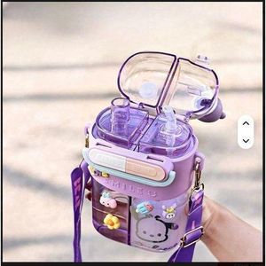 550ML NORMAL SIZE Summer LARGE Capacity Cup Cute Children's Water Cup Split Bin Double Drink Straw Cup Water Bottle/FLASK