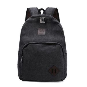Canvas Laptop Backpack For Men Women Students Large Capacity Travel School Computer Bag -Black