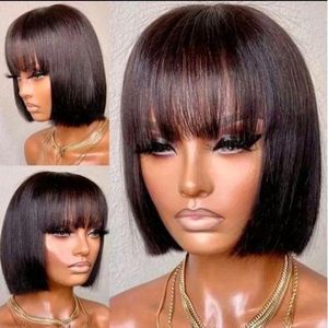 Remi Straight Hair Bob Wig With Bangs
