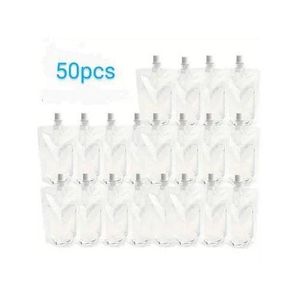 50pcs of 200ml Reusable Drink Pouchs - Multifunctional Plastic Waterproof Pack