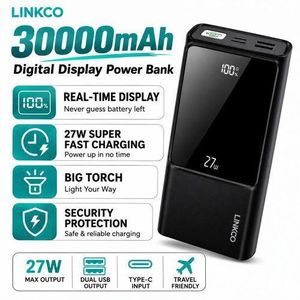 LINKCO 30000mAh Powerbank With 27W Fast Charging & Torch