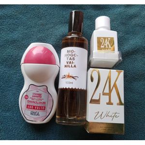 Tag white roll on 50ml+vanilla mist 100ml+White24k 30ml=3 items 