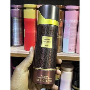 BROWN LEATHER MEN PERFUMED DEODORANT BODYSPRAY 