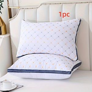 A large bed pillow, filled with fluffy down alternative, suitable for side, back, or stomach sleepers, offering softness and comfort.
