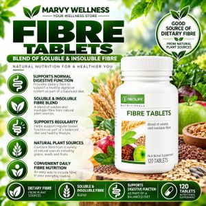 Neo  Fibre Tablets – Soluble & Insoluble Fibre Blend Whole-Food Fibre Supplement 120 Tablets